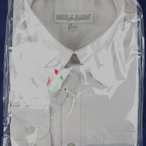 NWT Daniel Ellissa Men's Lt. Gray Dress Shirt, Convertible Cuffs, 16.5 (34/35)